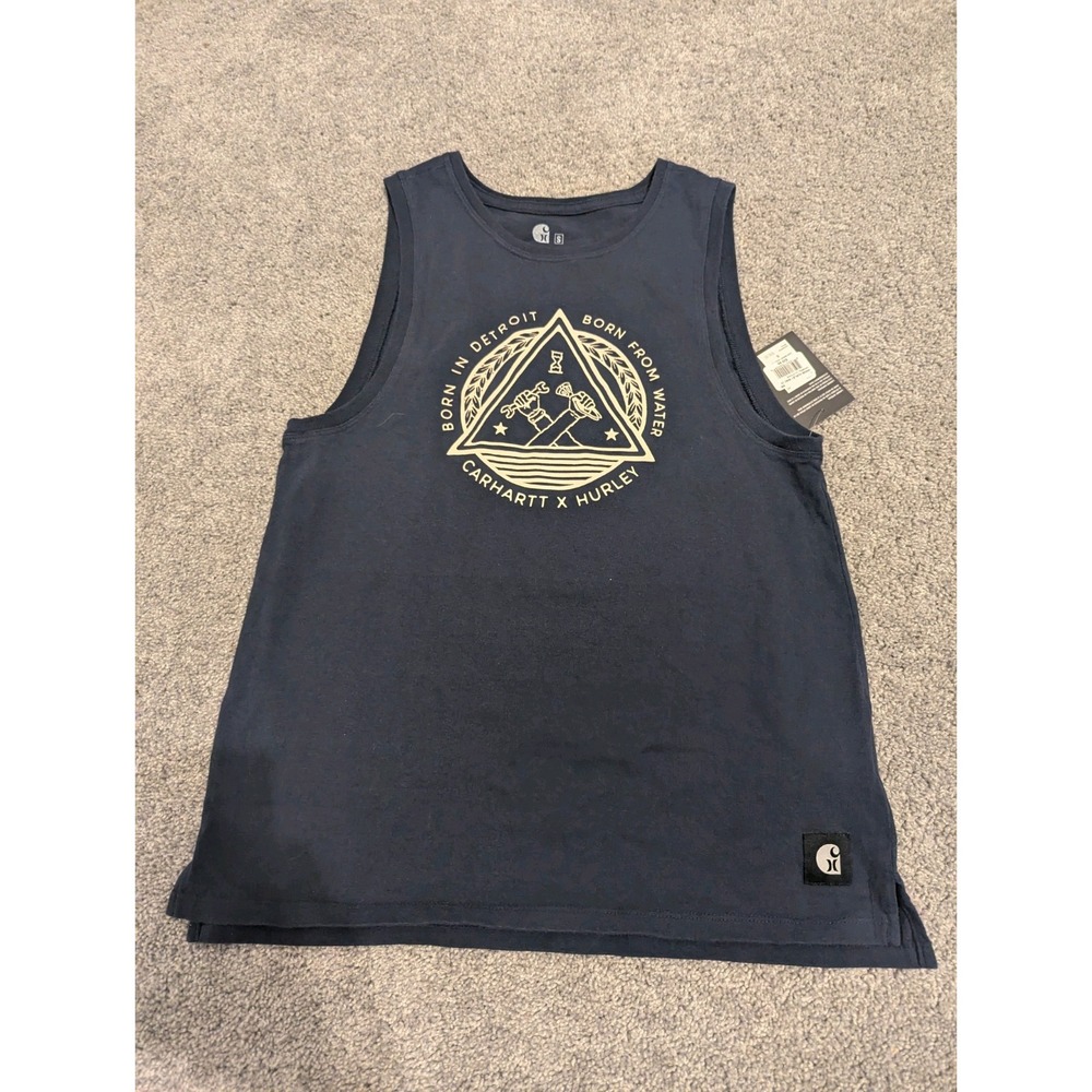 Carhartt  Hurley Collab Tank Top Shirt Mens Small Blue NWT Workwear